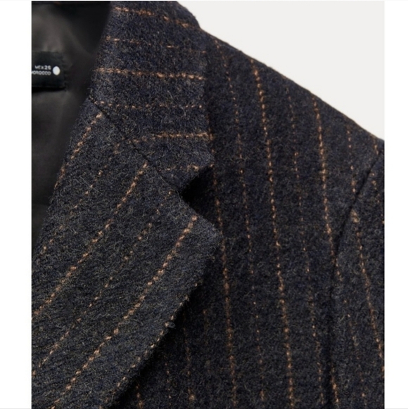 New Zara Manteco Wool Striped Coat ZW Collection 8912/760 Size XL - Picture 11 of 17
